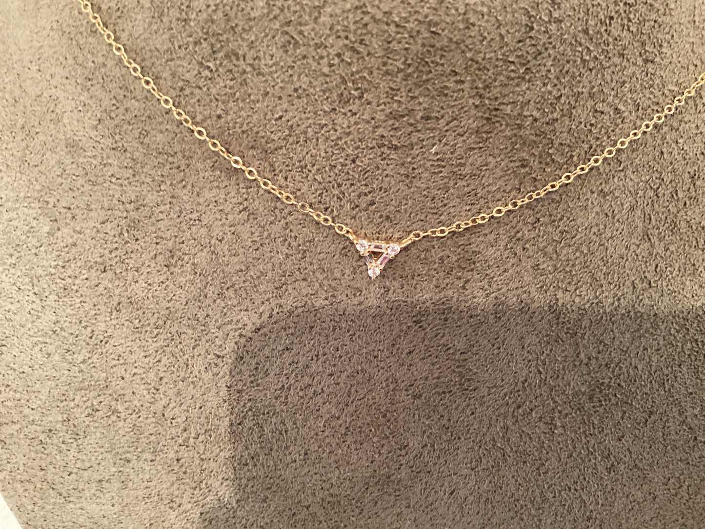 Baguette cz  triangle necklace