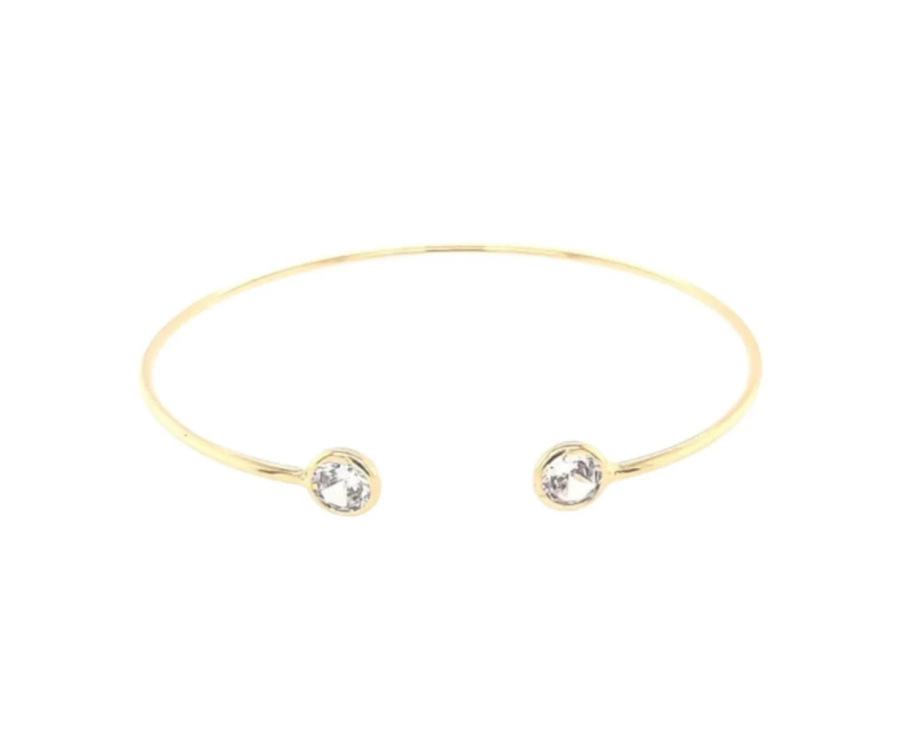 Two Cz Bezel Cuff Bracelet