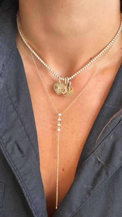 14k Gold Diamond Bezel Drop Lariat Necklace