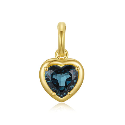 14K Gold London Blue Topaz Heart Enhancer Charm - 1.64ct