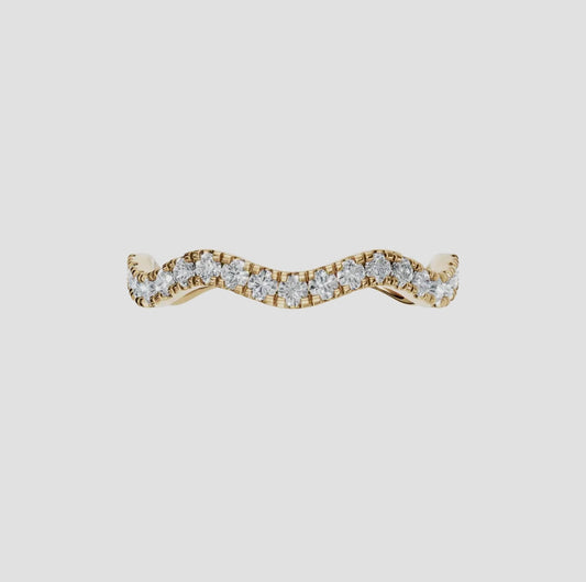 14K Gold Diamond Wave Stackable Ring 0.266ctw - Lab Grown