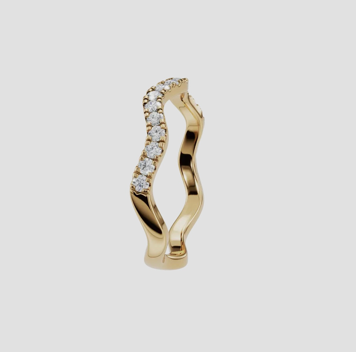 14K Gold Diamond Wave Stackable Ring 0.266ctw - Lab Grown