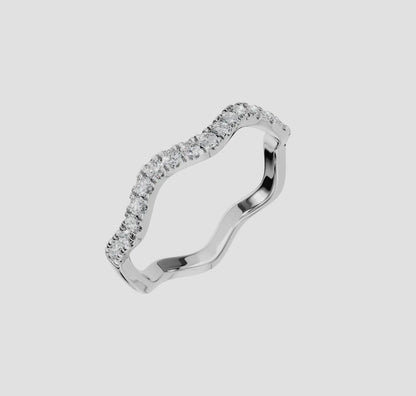 14K Gold Diamond Wave Stackable Ring 0.266ctw - Lab Grown