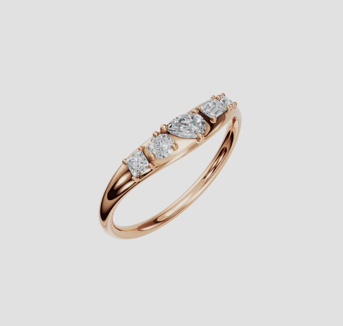 14K Gold Dome Multi-Shape Diamond Ring (.32ctw Lab Grown)