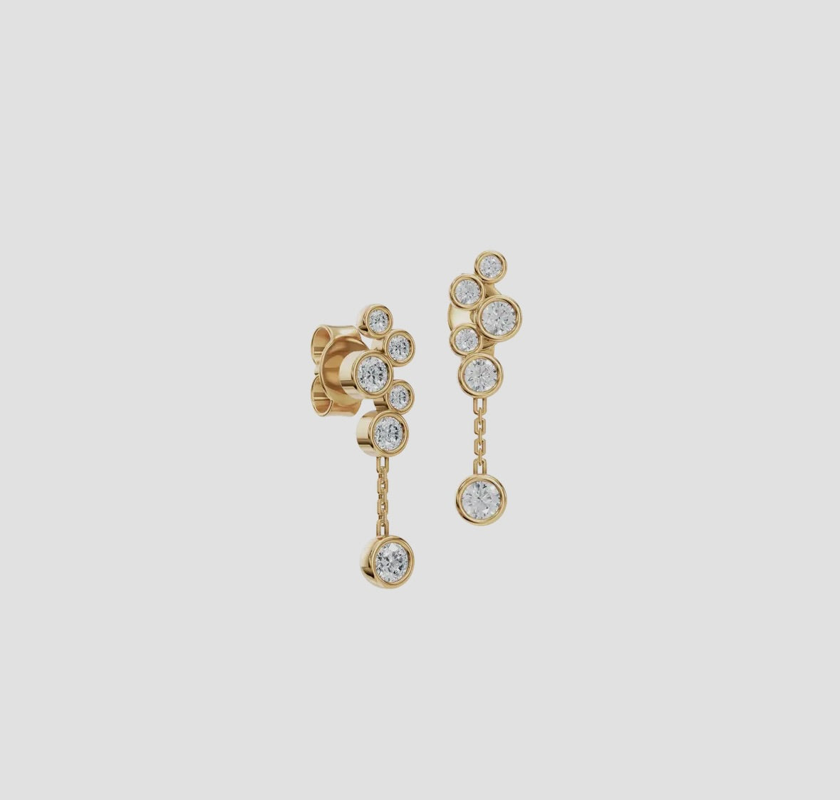 14K Gold Bezel-Set Diamond Cascade Drop Earrings (.24ctw Lab Grown)