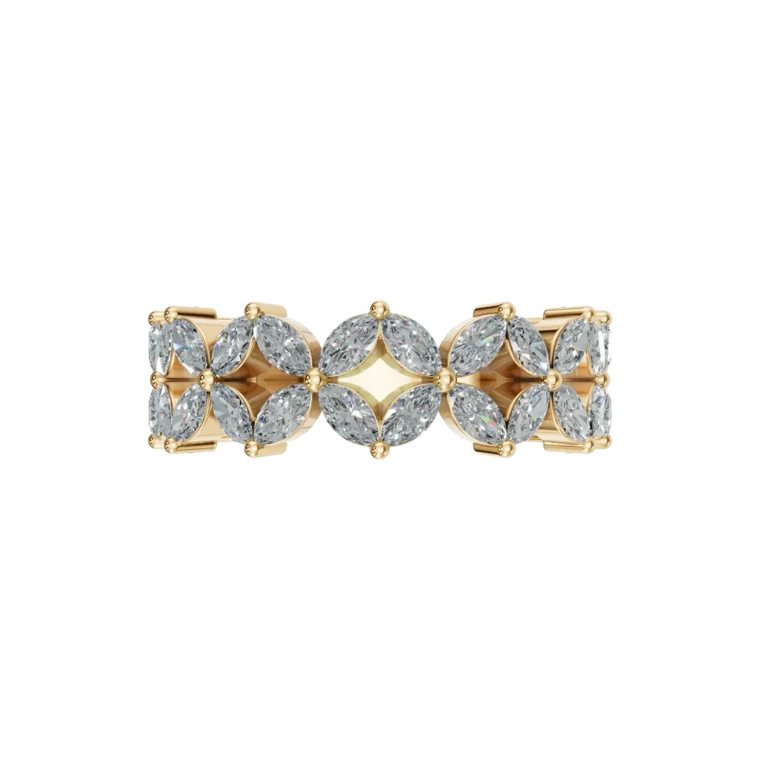 14k Gold Marquise Diamond Clover Illusion Band (2.08ct)