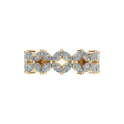 14k Gold Marquise Diamond Clover Illusion Band (2.08ct)