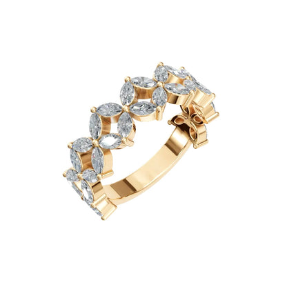14k Gold Marquise Diamond Clover Illusion Band (2.08ct)