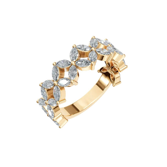 14k Gold Marquise Diamond Clover Illusion Band (2.08ct)