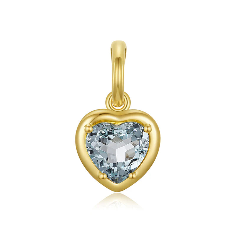 14K Gold Sky Blue Topaz Heart Enhancer Charm - 1.64ct