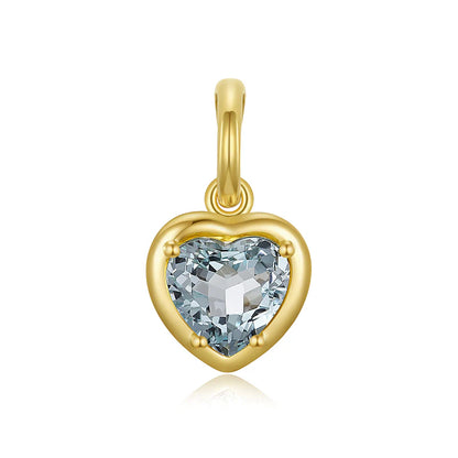 14K Gold Sky Blue Topaz Heart Enhancer Charm - 1.64ct