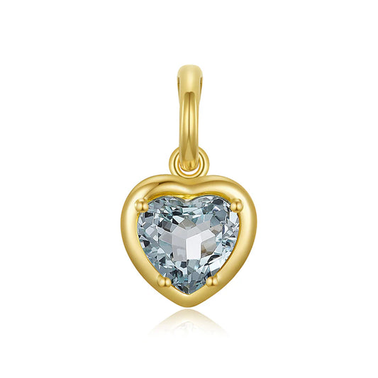 14K Gold Sky Blue Topaz Heart Enhancer Charm - 1.64ct