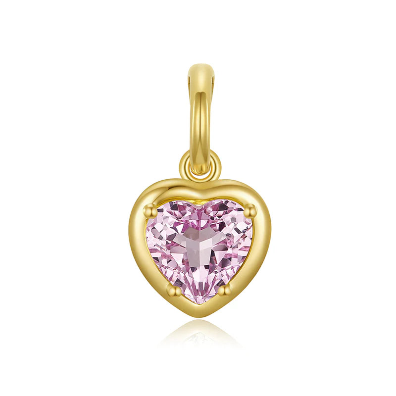 14K Gold Pink Topaz Heart Enhancer Charm - 1.64ct