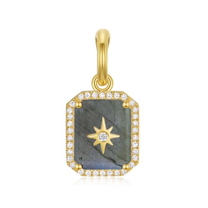 14k Gold Gemstone + Diamond North Star Enhancer Charm