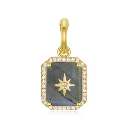 14k Gold Gemstone + Diamond North Star Enhancer Charm