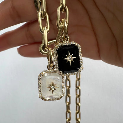 14k Gold Gemstone + Diamond North Star Enhancer Charm