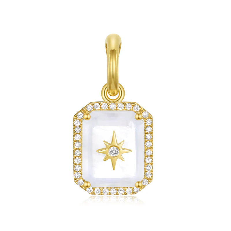 14k Gold Gemstone + Diamond North Star Enhancer Charm