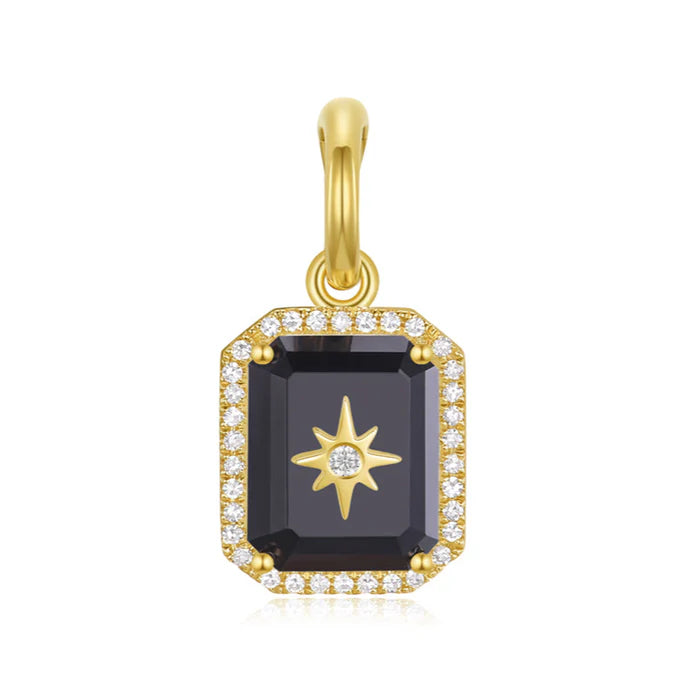 14k Gold Gemstone + Diamond North Star Enhancer Charm