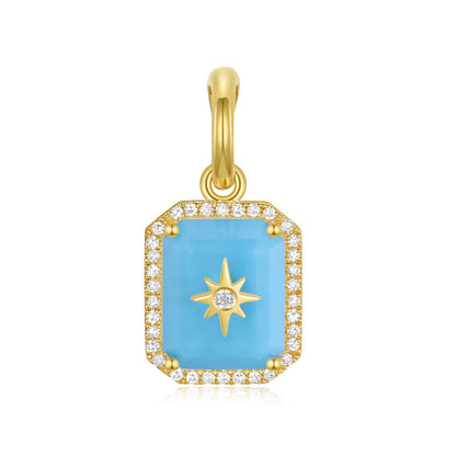 14k Gold Gemstone + Diamond North Star Enhancer Charm