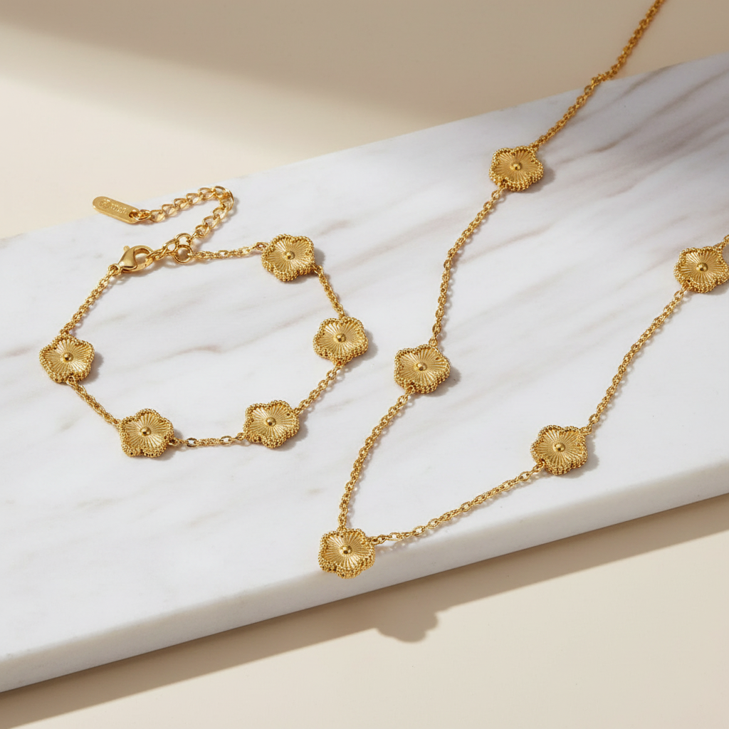 Fluted Flower Station Necklace