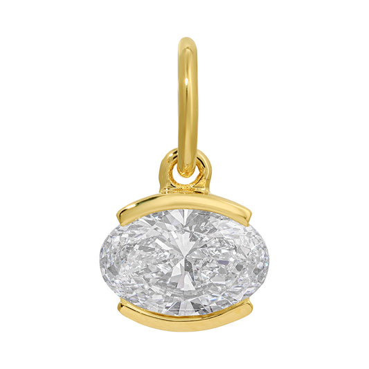 14K yellow gold lab diamond oval enhancer charm
