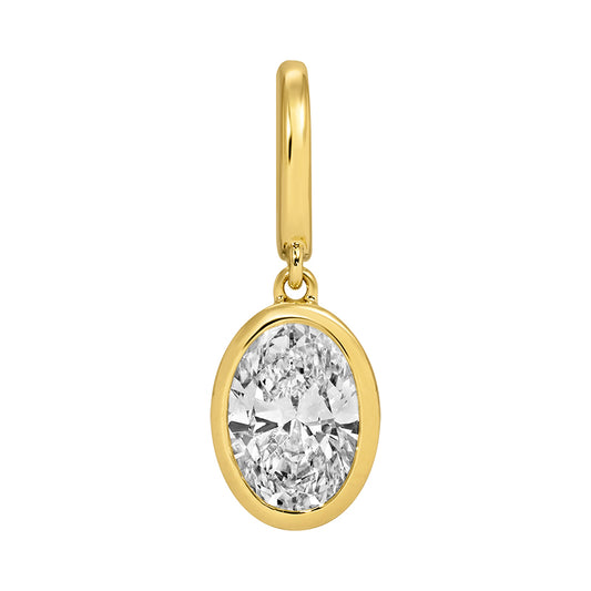 14K yellow gold lab diamond oval enhancer charm