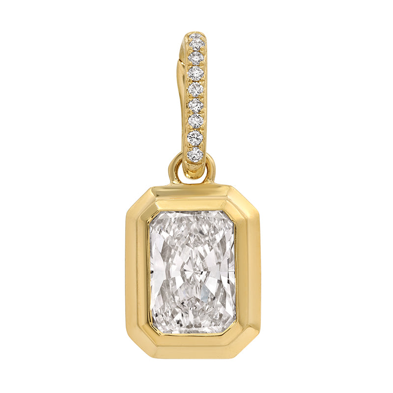 14K yellow gold lab diamond emerald-cut enhancer charm