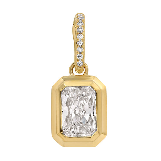 14K yellow gold lab diamond emerald-cut enhancer charm