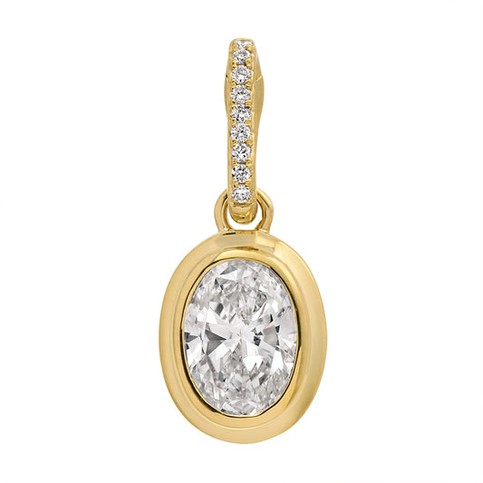 14K yellow gold lab diamond oval enhancer charm