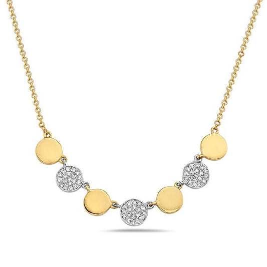 14k Two‑Tone Gold necklace with 57 round diamonds .13ct
