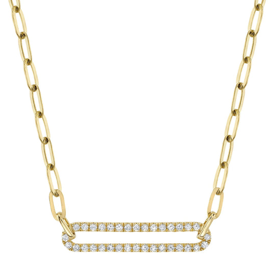0.26CT Diamond Paperclip Link Necklace in 14K Yellow Gold