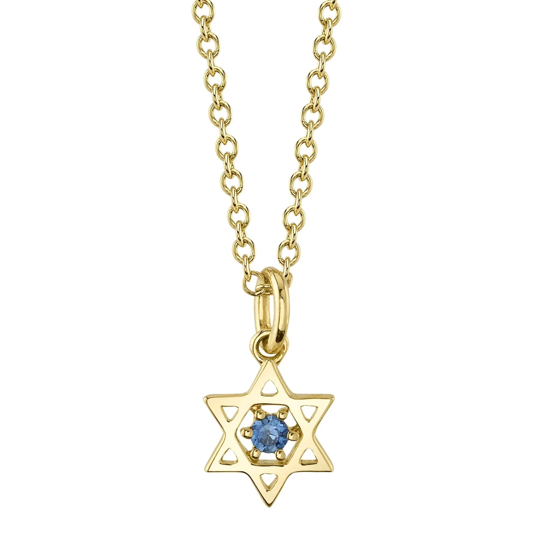 14K Gold Floating Blue Sapphire Star of David Necklace  Susan Blake Jewelry