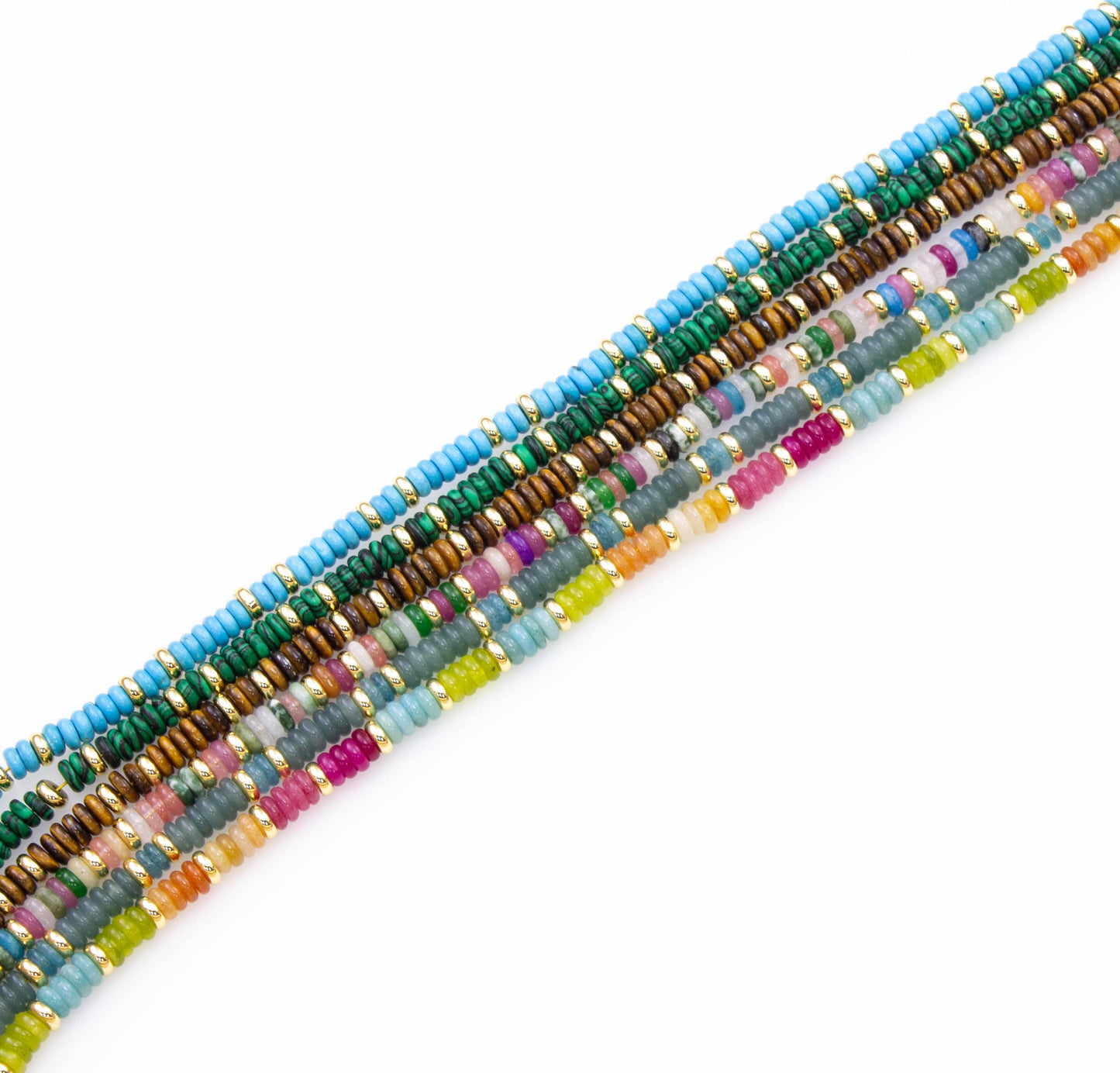 Gemstone Rondelle Necklace with Moving Sardine Charm