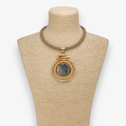 Abalone Pearl Silk Collar Necklace, alternate view 3