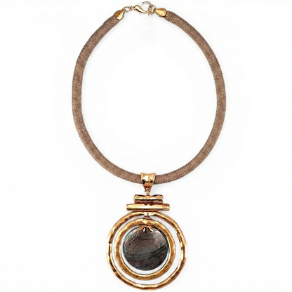 Abalone Pearl Silk Collar Necklace
