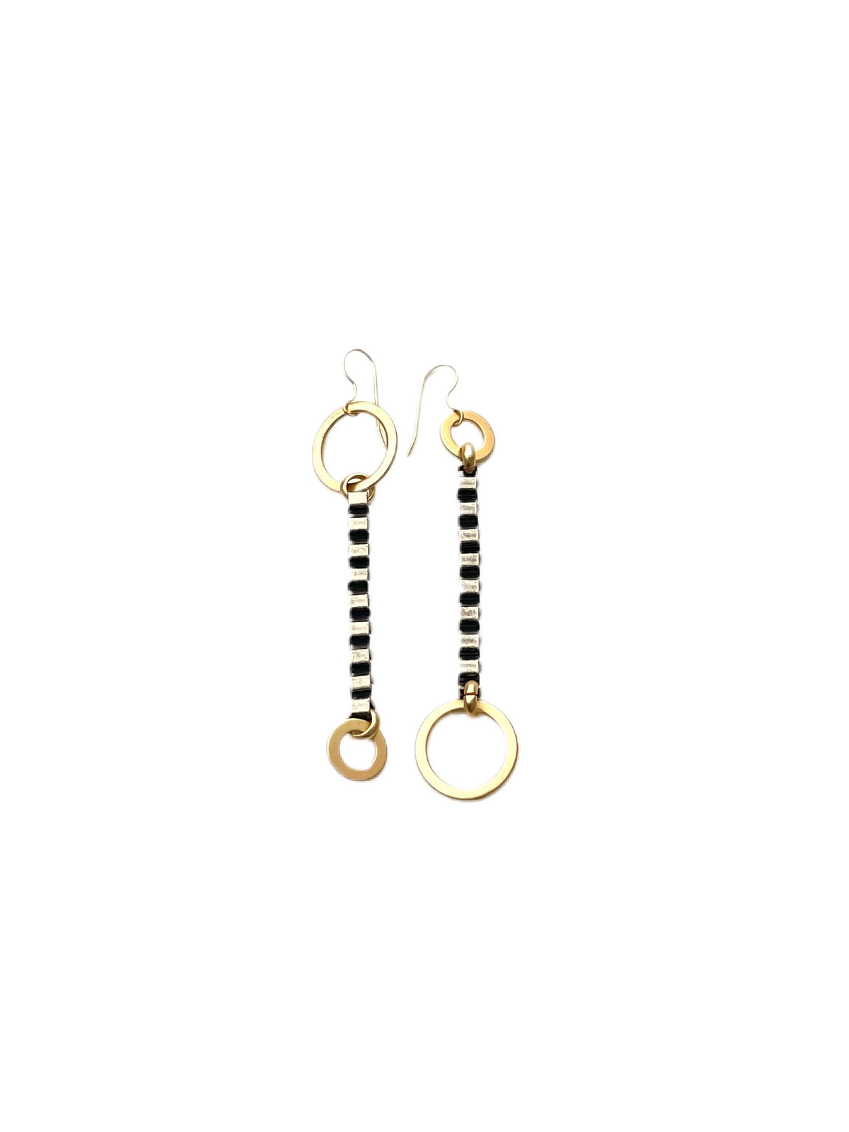 Asymmetrical Circle + Box Chain Earrings