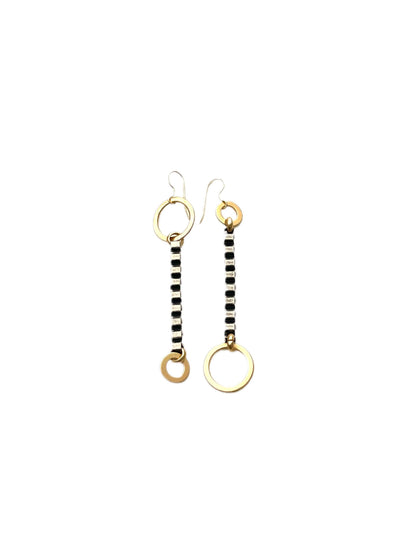 Asymmetrical Circle + Box Chain Earrings