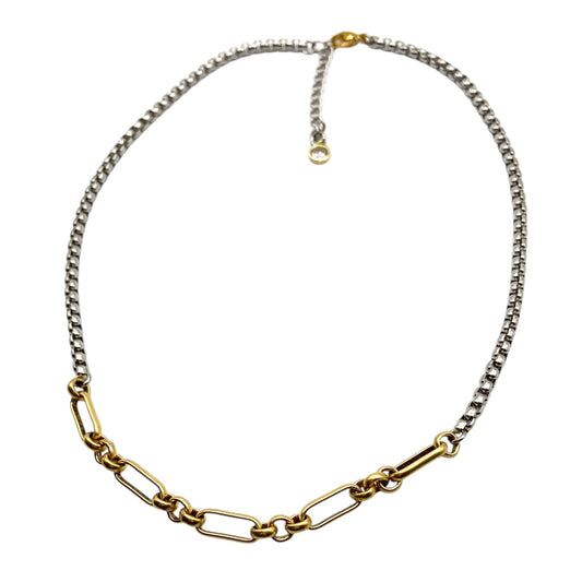 Two tone mixed metal chain necklace 