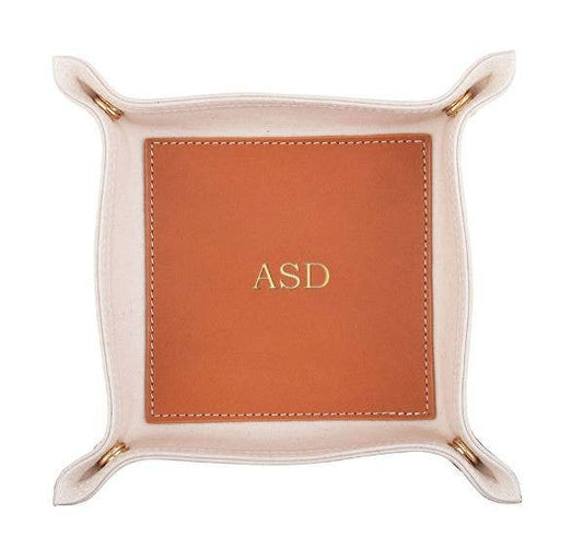 Canvas and Leather Catch All Tray (Personalizable)