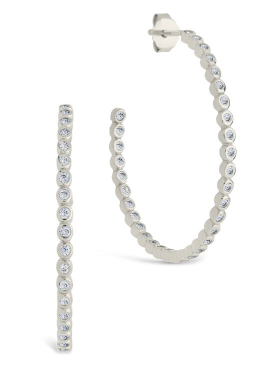 Bezel CZ Post Back Earrings