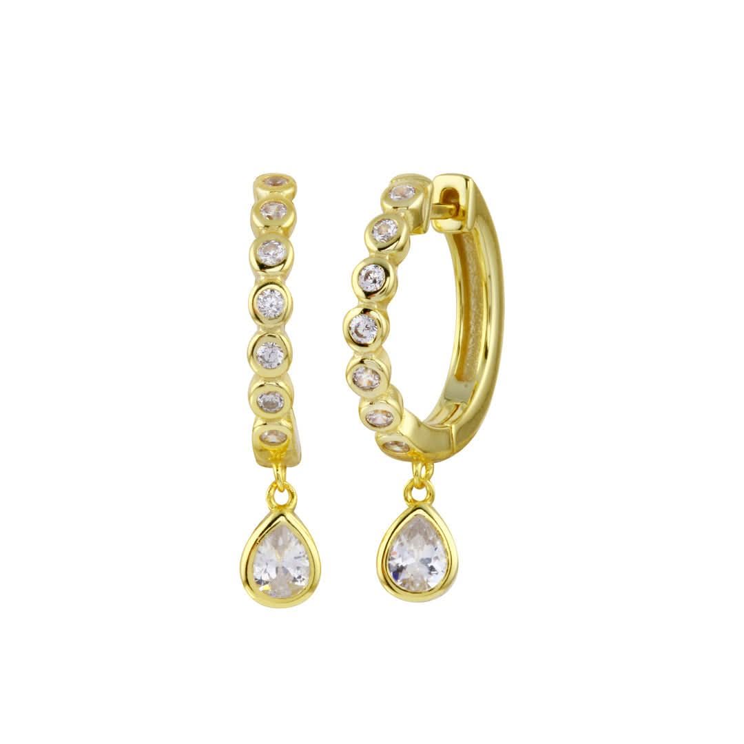 Bezel Drop Huggies - Susan Blake Jewelry