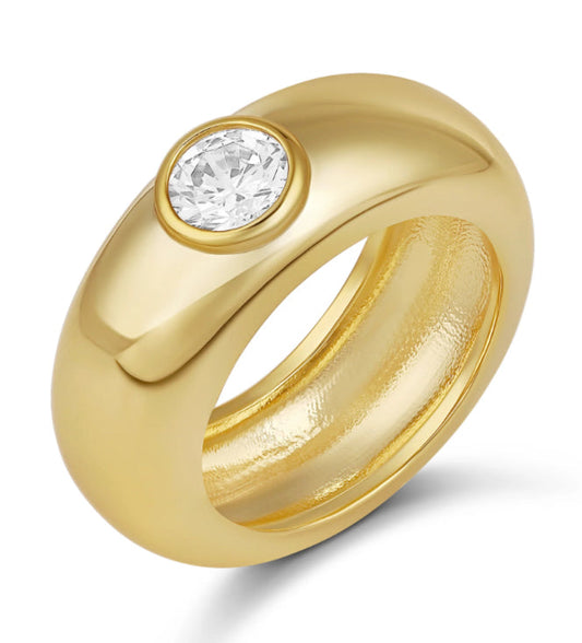 Bezel Set Cz Dome Ring