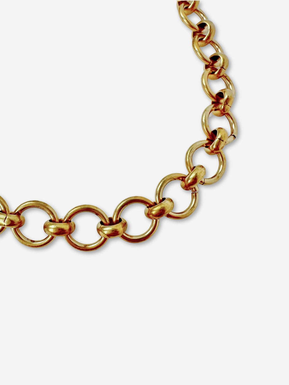 Blank raw brass circle link bracelet chain, alternate view 2