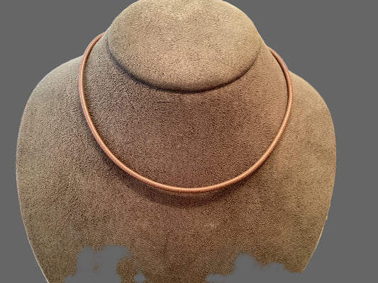 Brown Leather Omega Cord Necklace With 14K Hardware