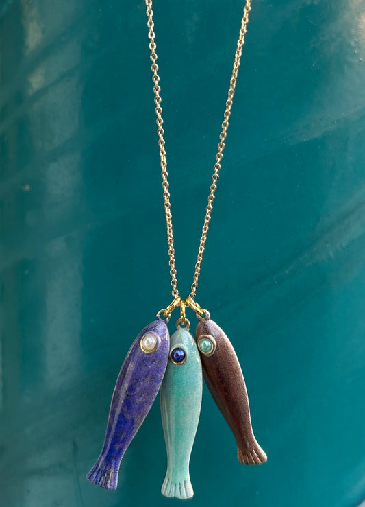 Carved Natural Stone Fish Charm or Necklace