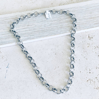 Chunky matte gold rolo layering necklace, alternate view 3