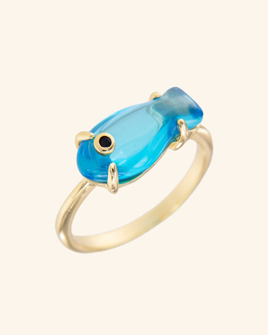 Coolook Marea Turquoise Zircon Ring in champagne gold-plated sterling silver