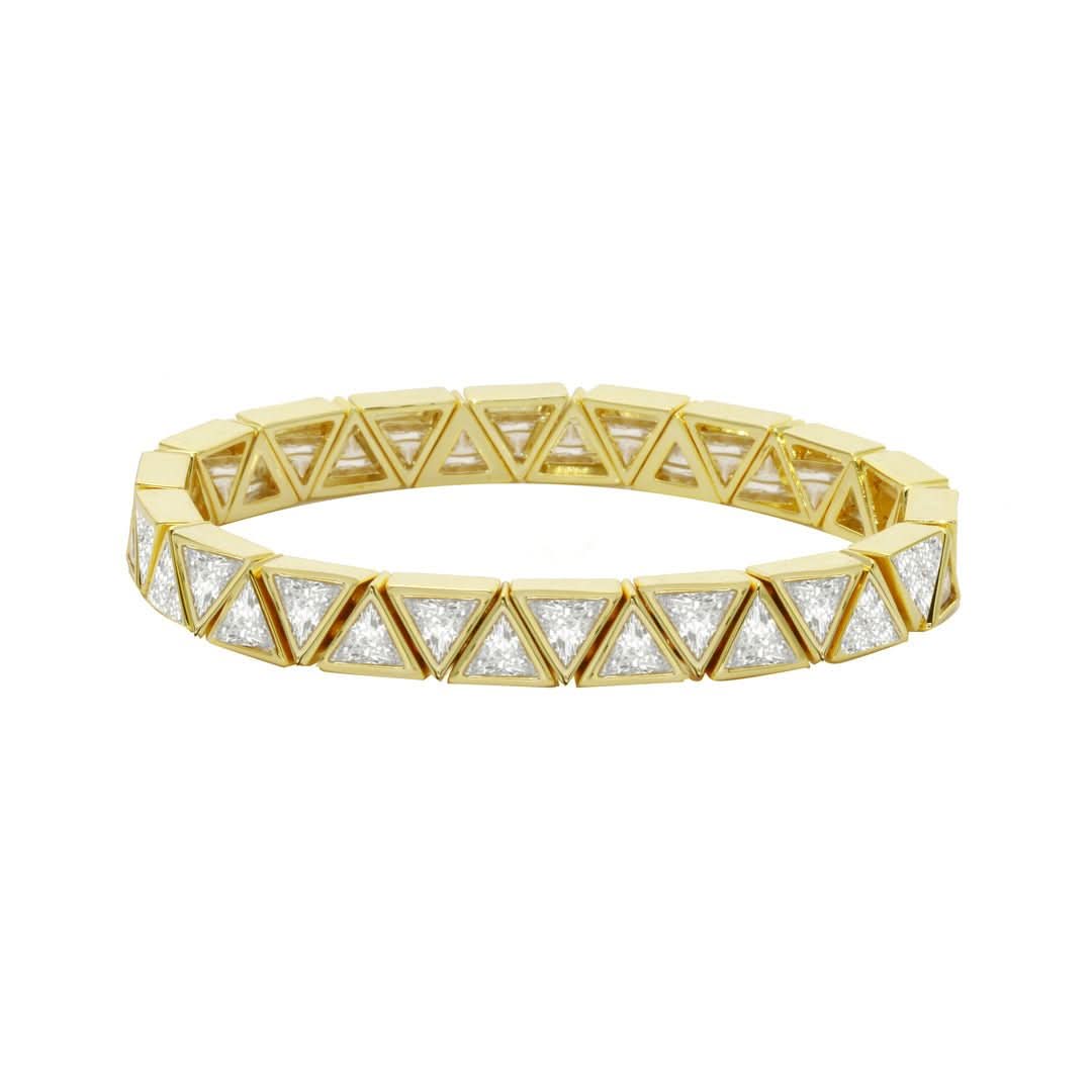 CZ Diamond Gold Triangle Stretchy Bracelet - Susan Blake Jewelry