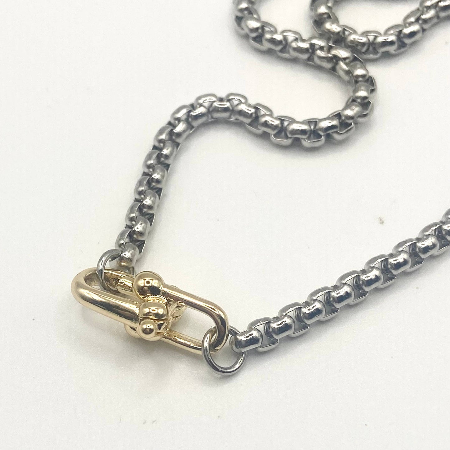 Mixed metal charm bar necklace 