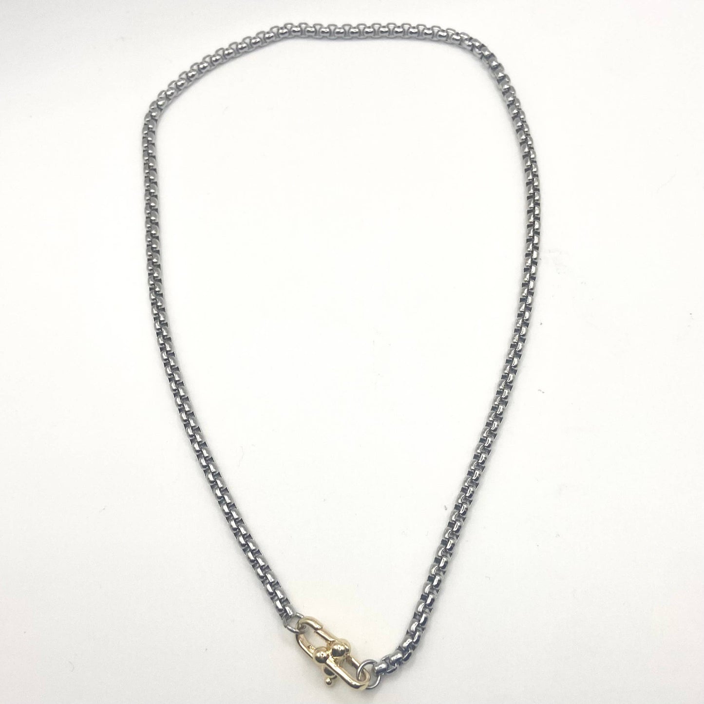 Mixed metal charm bar necklace 